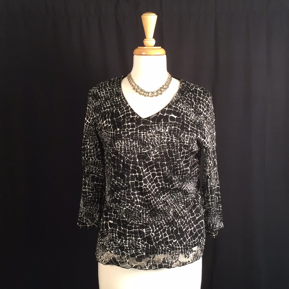 Women’s Blouse by Chico’s Size 1 Black/Cream Color